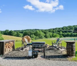 BBQ overlooking the lake during the Spring