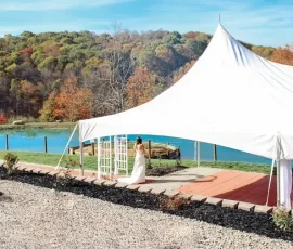Lakefront Wedding Venue near Hocking Hills Ohio with Bride in White